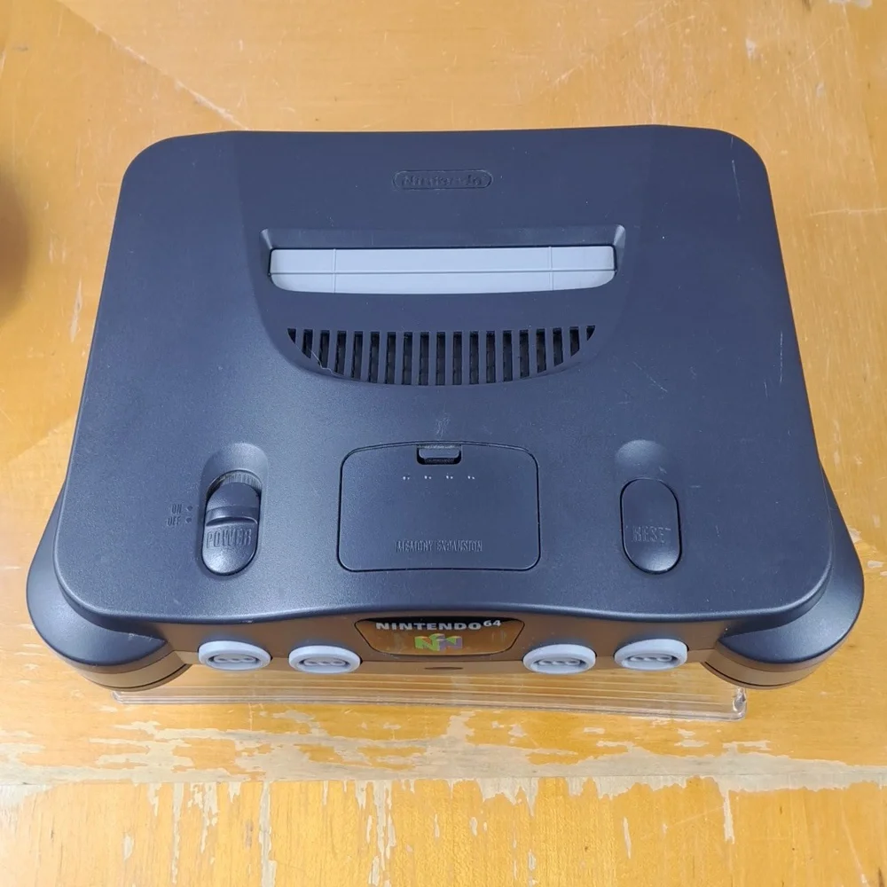 Vintage 1996 Nintendo 64 Black shell console Shark Pad Pro 64 controller tested